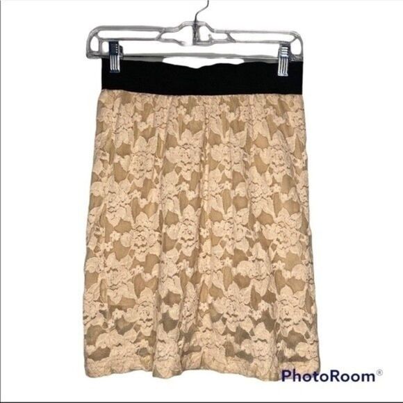 Free People x KAS Collab Peach Floral Stretch Lace Mini Skirt M - Picture 1 of 5